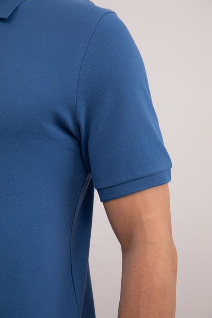 Blue Cotton-Piqué Polo Shirt