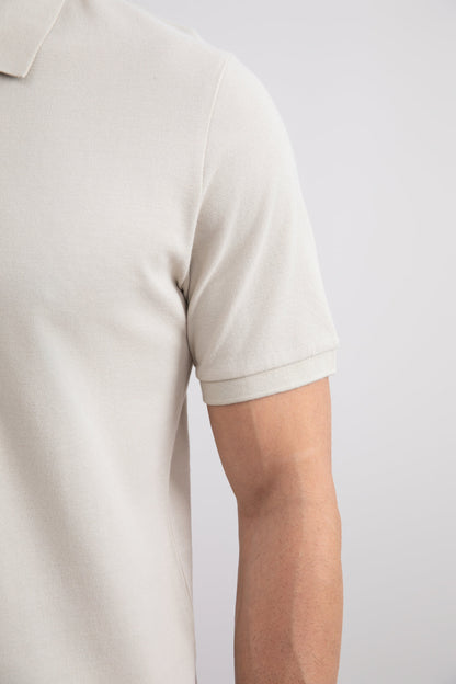 Beige Cotton-Piqué Polo Shirt