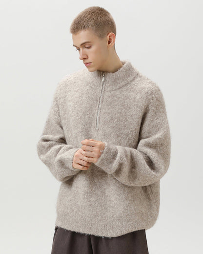 Brushed Blend Comfort Oversized Half-Zip Sweater