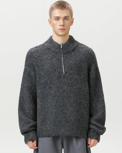 Brushed Blend Comfort Oversized Half-Zip Sweater
