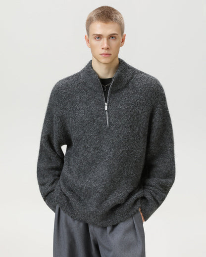 Brushed Blend Comfort Oversized Half-Zip Sweater