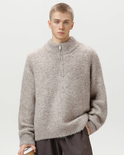 Brushed Blend Comfort Oversized Half-Zip Sweater